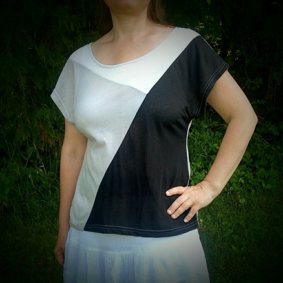 Sugarlips Tops - Retro Colorblock Oversized Lightweight Sheer Top